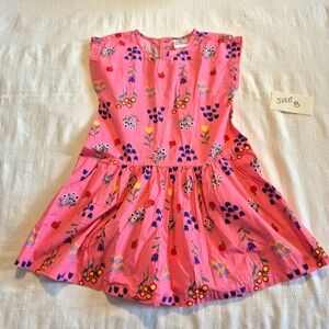 Hanna Andersson girls size 130 or 8 pink flower dress  has pockets, VGUC